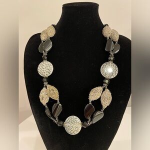 Elegant Black, Silver and White Necklace